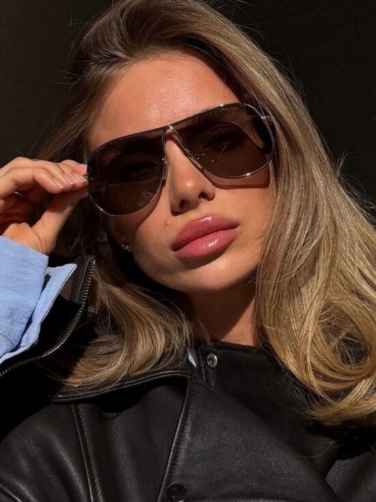 Miu Miu MUA56S ZVN80Q Sunglasses Pale Gold Geometric Frame, Dark Grey Lenses main image 9